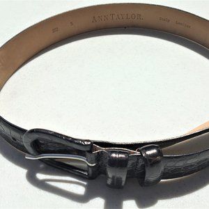 Ann Taylor Black Italian Leather Belt, Small